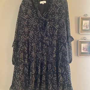 PINCH dress black w/ white stars & neck tie. Large
